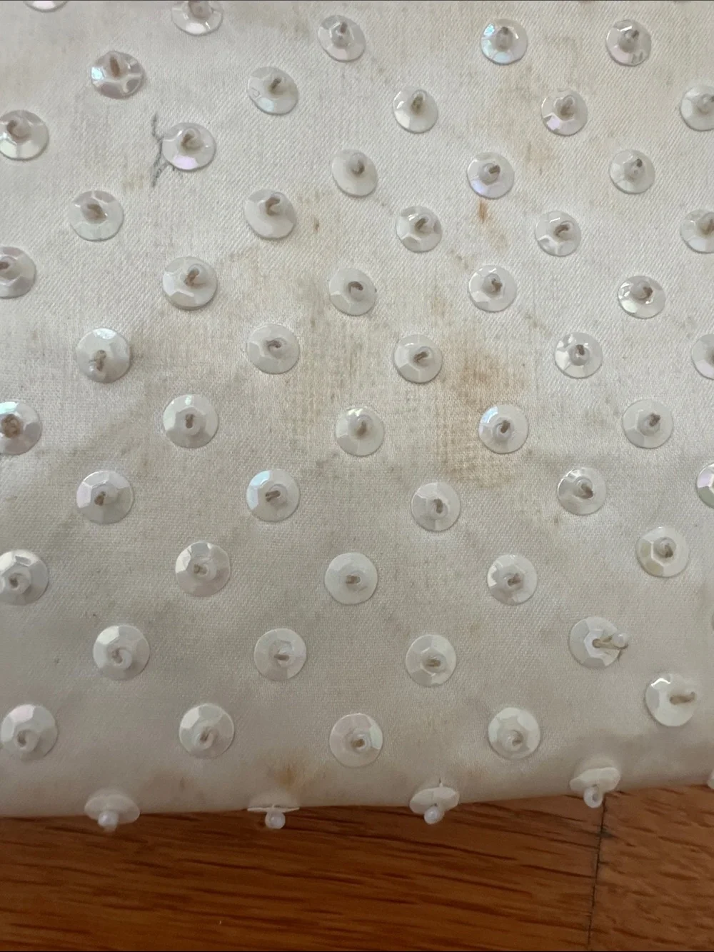 Elegant White Beaded Sequin Clutch Bag